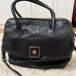 Tory Burch Clara Black Leather Satchel